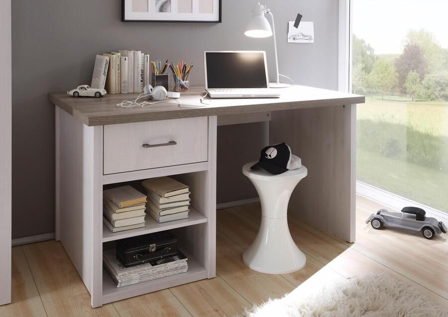 Emob Bureau Larnaca 141cm met 1 lade wit Bega Begabino Back to School Wit Spaanplaat Back to School Op voorraad - Foto 3