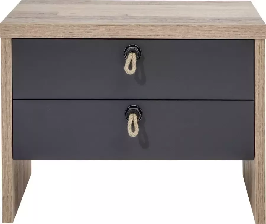 Emob Nachtkastje Moleskin met 2 lades antraciet old style Slaapkamerkasten Bruin; Antraciet Spaanplaat Slaapkamerkasten Op voorraad - Foto 2