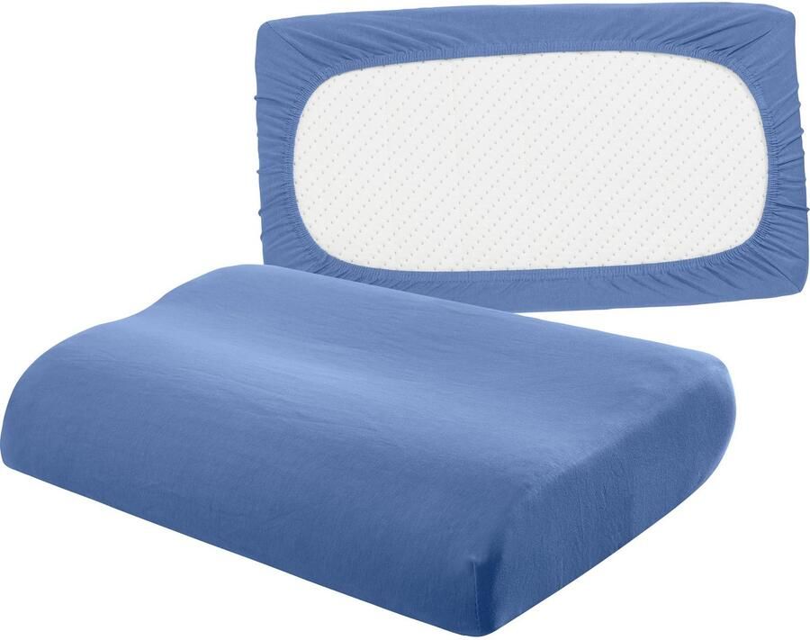 Bellana Hoeslaken Jersey-elastaan aqua in mt. 90x200 140x200 of 180x200 cm van katoen voor matrassen tot 35 cm hoogte laken hoeslaken (1 stuk) - Foto 7