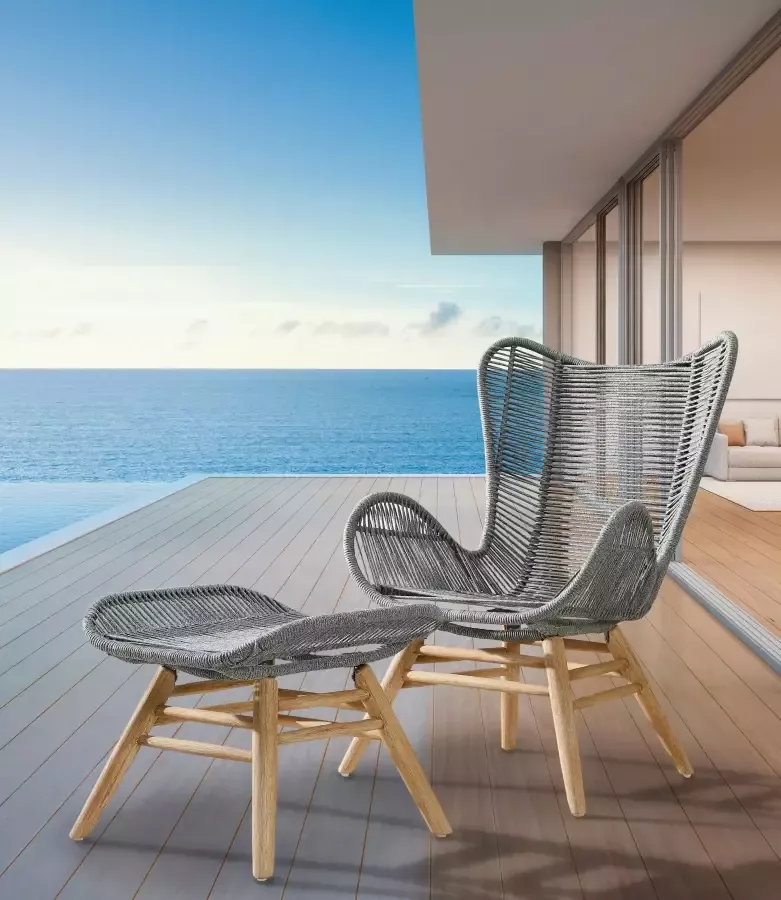 Best Loungestoel Asmara Eucalyptus polyethyleen met hocker (1 stuk)