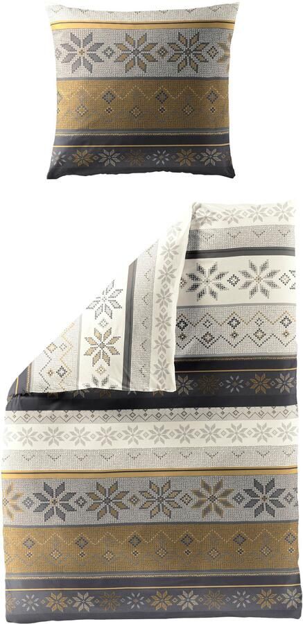 BIERBAUM Beddengoed 3751 100 % katoen onderhoudsvriendelijk heerlijk warm met sneeuwvlokken (2-delig) - Foto 7