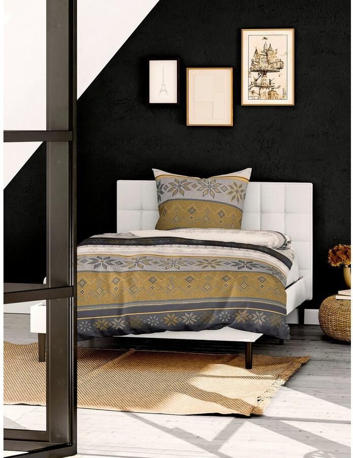 BIERBAUM Beddengoed 3751 100 % katoen onderhoudsvriendelijk heerlijk warm met sneeuwvlokken (2-delig) - Foto 2