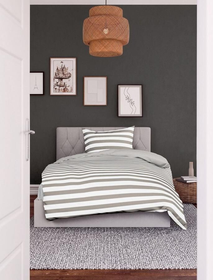 BIERBAUM Beddengoed Modern Stripes Mako-satijn 100% katoen gestreept onderhoudsvriendelijk (2-delig) - Foto 3