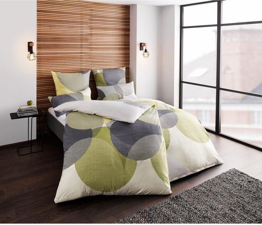 BIERBAUM Overtrekset Carla in mt. 135x200 of 155x220 cm Dekbedovertrek van katoen geometrische dekbedovertrek met ritssluiting (2-delig)