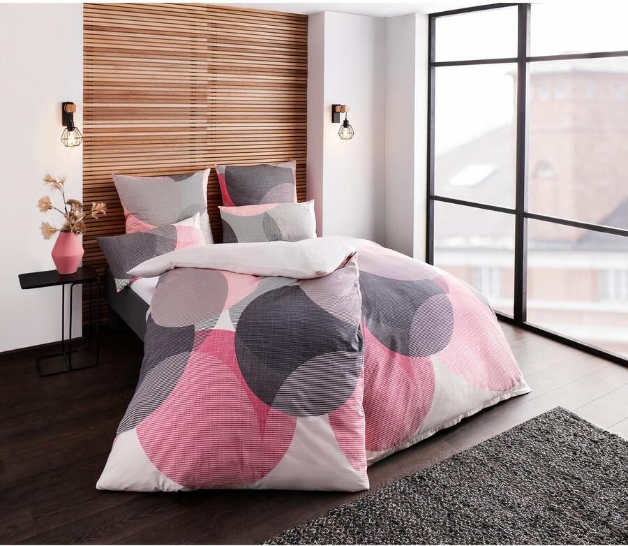 BIERBAUM Overtrekset Carla in mt. 135x200 of 155x220 cm Dekbedovertrek van katoen geometrische dekbedovertrek met ritssluiting (2-delig)