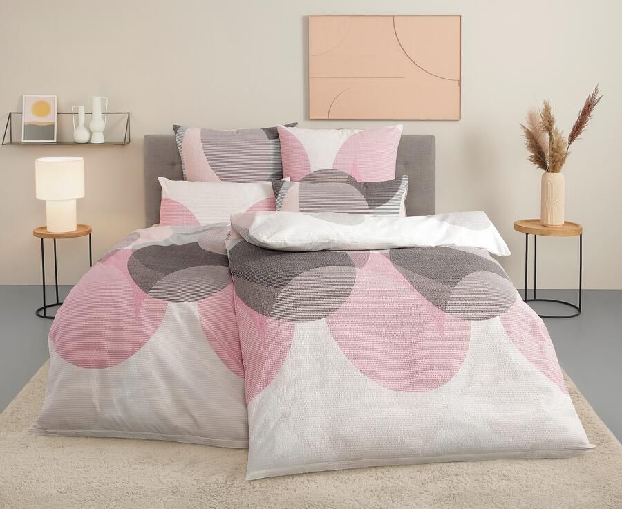 BIERBAUM Overtrekset Carla in mt. 135x200 of 155x220 cm Dekbedovertrek van katoen geometrische dekbedovertrek met ritssluiting (2-delig) - Foto 2