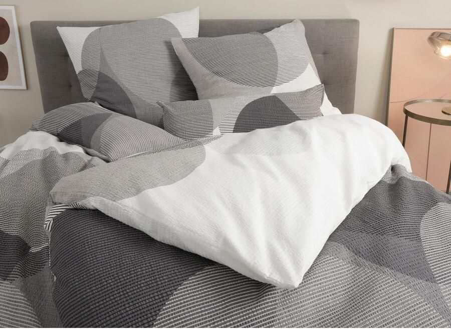 BIERBAUM Overtrekset Carla in mt. 135x200 of 155x220 cm Dekbedovertrek van katoen geometrische dekbedovertrek met ritssluiting (2-delig) - Foto 2