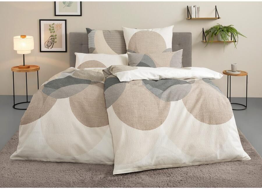 BIERBAUM Overtrekset Carla in mt. 135x200 of 155x220 cm Dekbedovertrek van katoen geometrische dekbedovertrek met ritssluiting (2-delig)