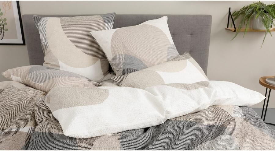 BIERBAUM Overtrekset Carla in mt. 135x200 of 155x220 cm Dekbedovertrek van katoen geometrische dekbedovertrek met ritssluiting (2-delig) - Foto 6