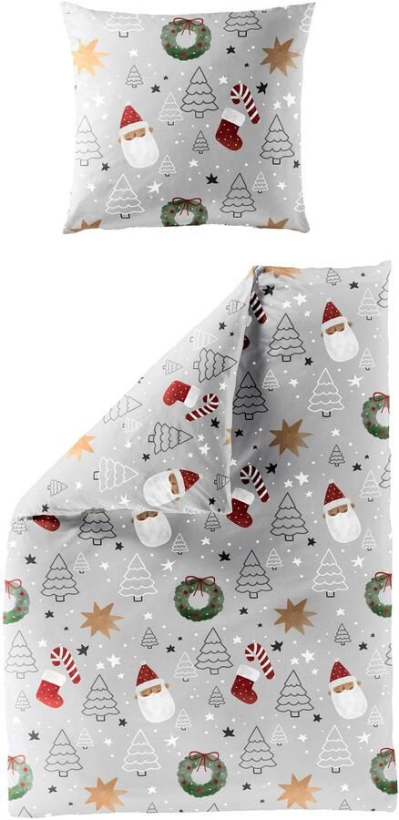 BIERBAUM Overtrekset Kabouter 100% katoen flanel verschillende kerstontwerpen (2-delig) - Foto 5