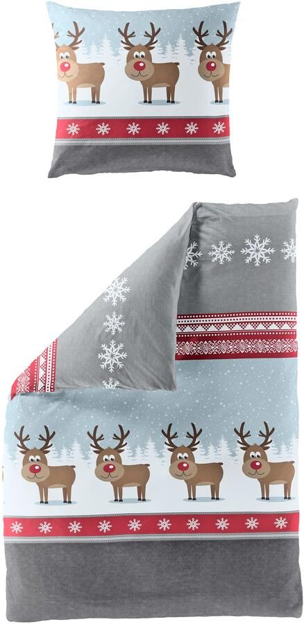 BIERBAUM Overtrekset Kabouter 100% katoen flanel verschillende kerstontwerpen (2-delig) - Foto 5