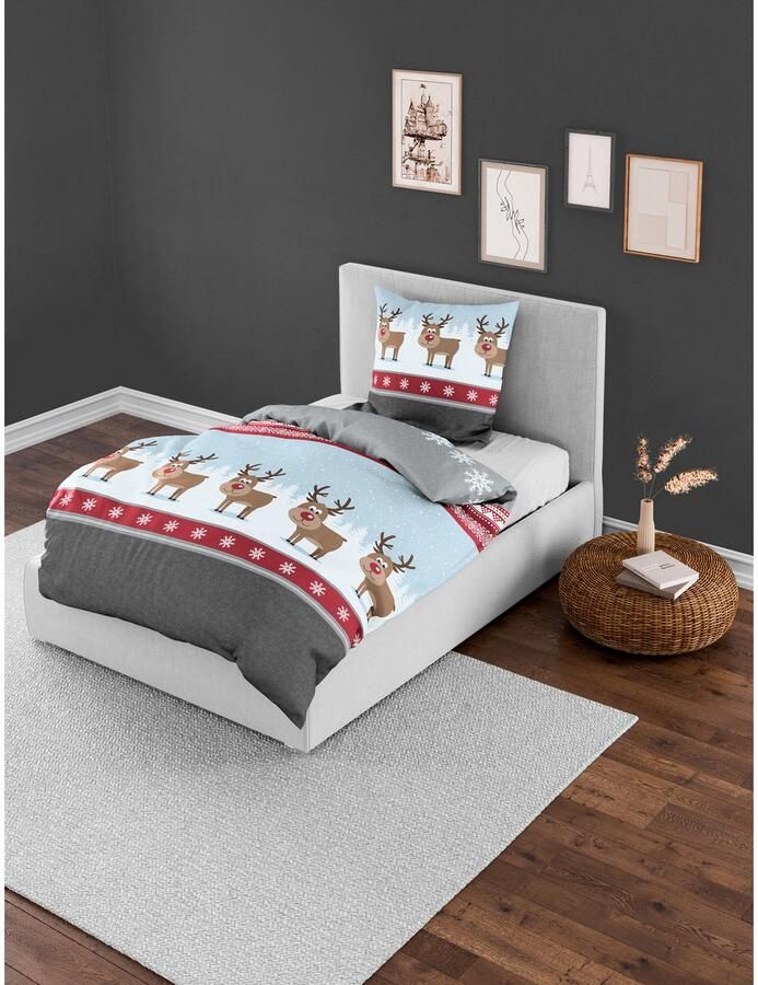 BIERBAUM Overtrekset Kabouter 100% katoen flanel verschillende kerstontwerpen (2-delig) - Foto 2