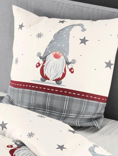 BIERBAUM Overtrekset Kabouter 100% katoen flanel verschillende kerstontwerpen (2-delig) - Foto 3