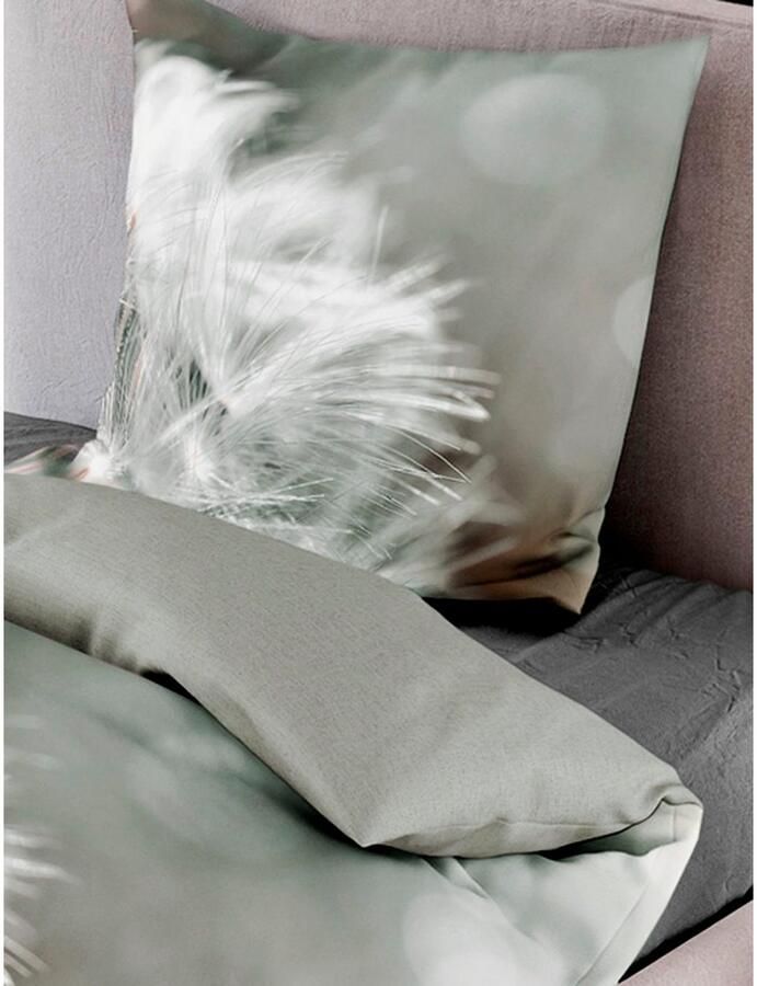 BIERBAUM Overtrekset Pluizenbol Mako-satijn 100% katoen met bloemmotief gemakkelijk in onderhoud (2-delig) - Foto 3