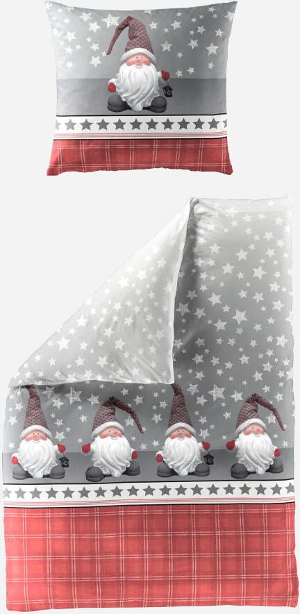 BIERBAUM Overtrekset Kabouter 100% katoen flanel verschillende kerstontwerpen (2-delig) - Foto 5
