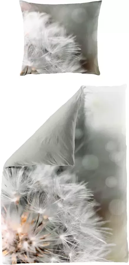 BIERBAUM Overtrekset Pluizenbol Mako-satijn 100% katoen met bloemmotief gemakkelijk in onderhoud (2-delig) - Foto 6