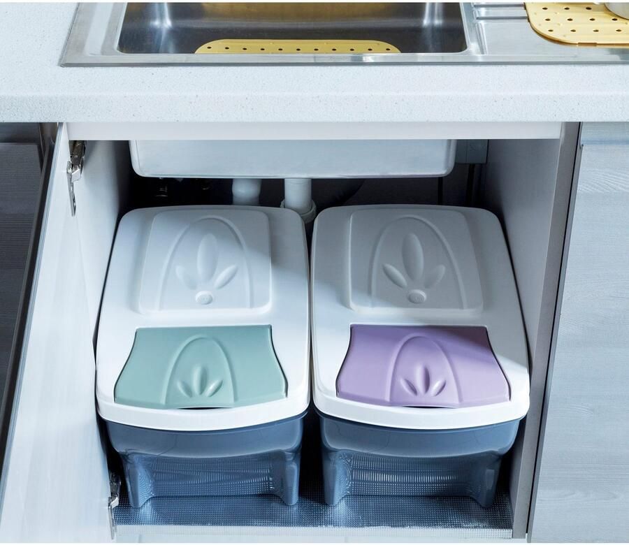 Bischof Bama Afvalscheidsysteem Fun Kunststof afneembare deksel 3-delig elk 20 liter