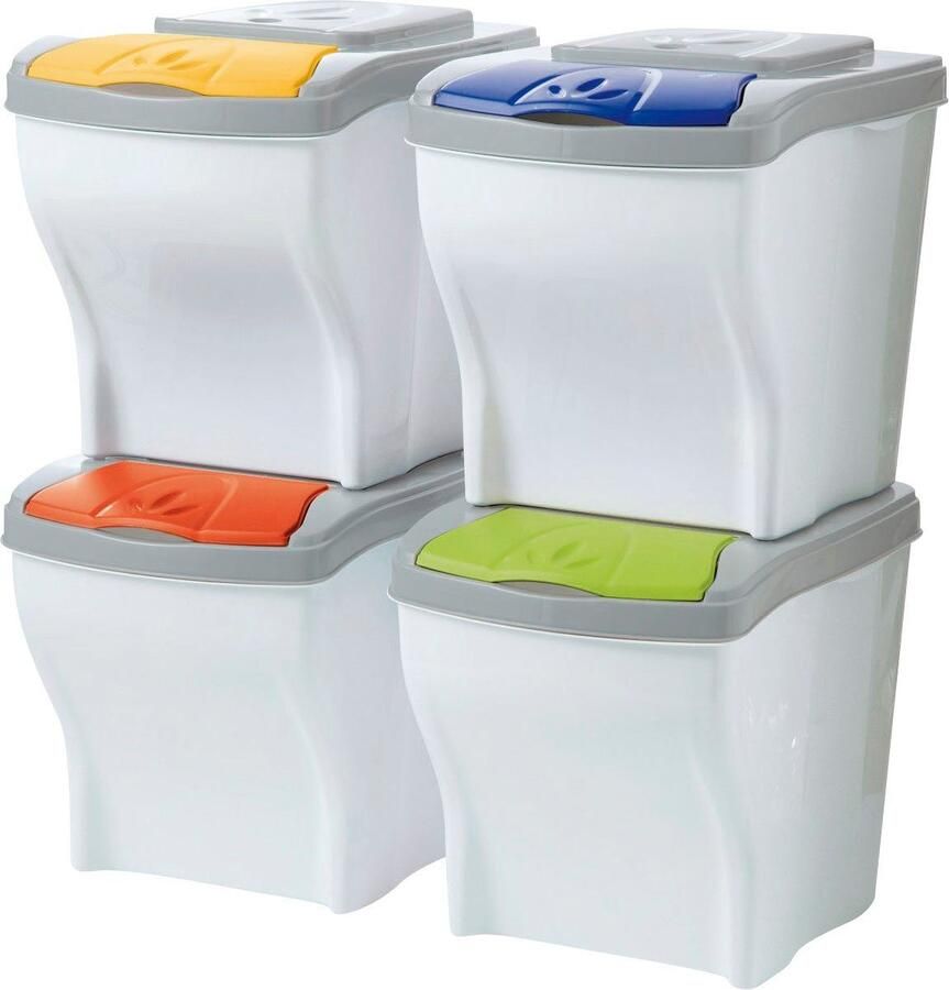 Bischof Bama Afvalscheidsysteem Funny 4-delig kunststof afneembare deksel elk 20 l (4 stuks) - Foto 4