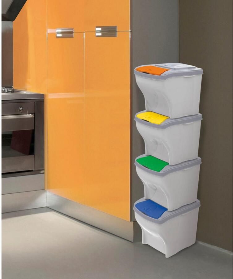 Bischof Bama Afvalscheidsysteem Funny 4-delig kunststof afneembare deksel elk 20 l (4 stuks) - Foto 2