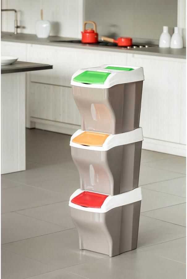 Bischof Bama Afvalscheidsysteem POKER 3 PLUS Inhoud per stuk 27 liter gemaakt in Europa (3 stuks) - Foto 2