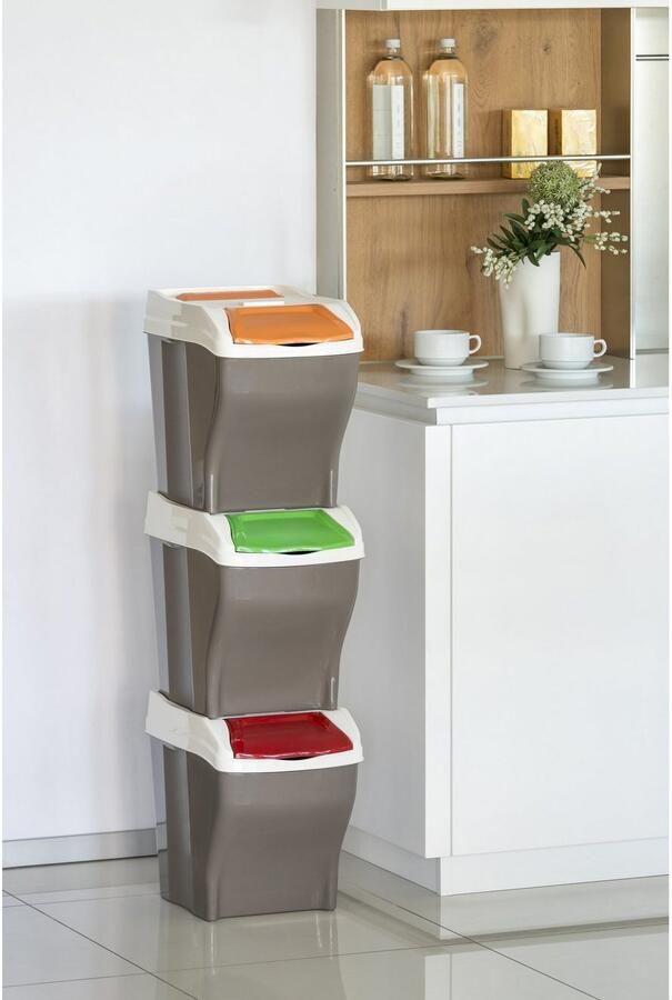 Bischof Bama Afvalscheidsysteem POKER 3 PLUS Inhoud per stuk 27 liter gemaakt in Europa (3 stuks) - Foto 3