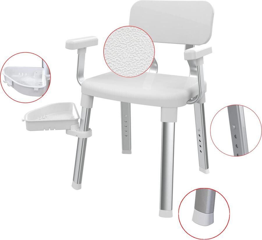 Bischof Douche en badkrukjes Splash Deluxe met zwenkbaar planchet 28x21cm - Foto 3