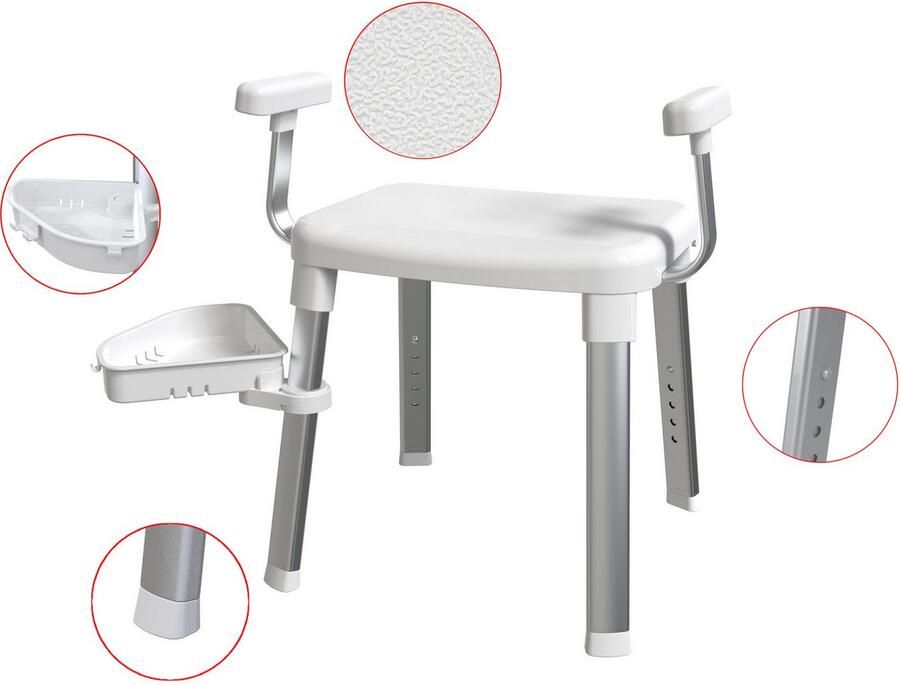 Bischof Douche en badkrukjes Tray Comfort met zwenkbaar planchet 28x21cm - Foto 5