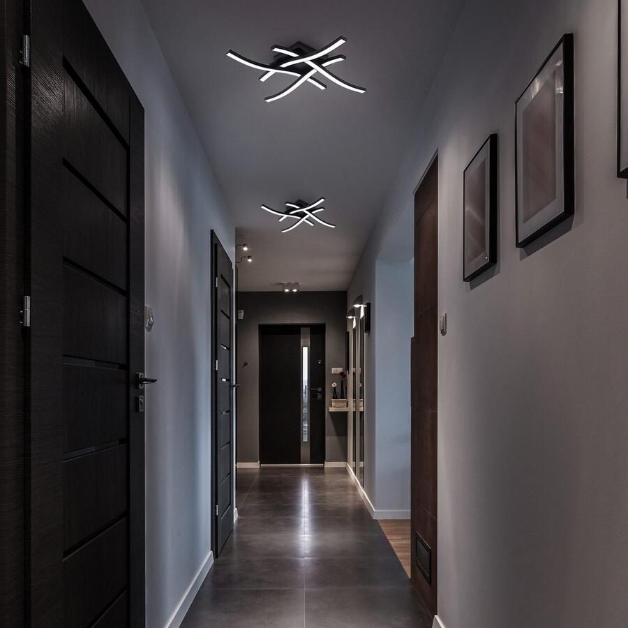 B.K.Licht Led-plafondlamp BKL1431 LED plafondlamp woonkamerlamp plafondspot 4.000k 2.200lm 20 watt ip20 42 5x42 5x7 cm zwart (1 stuk) - Foto 4