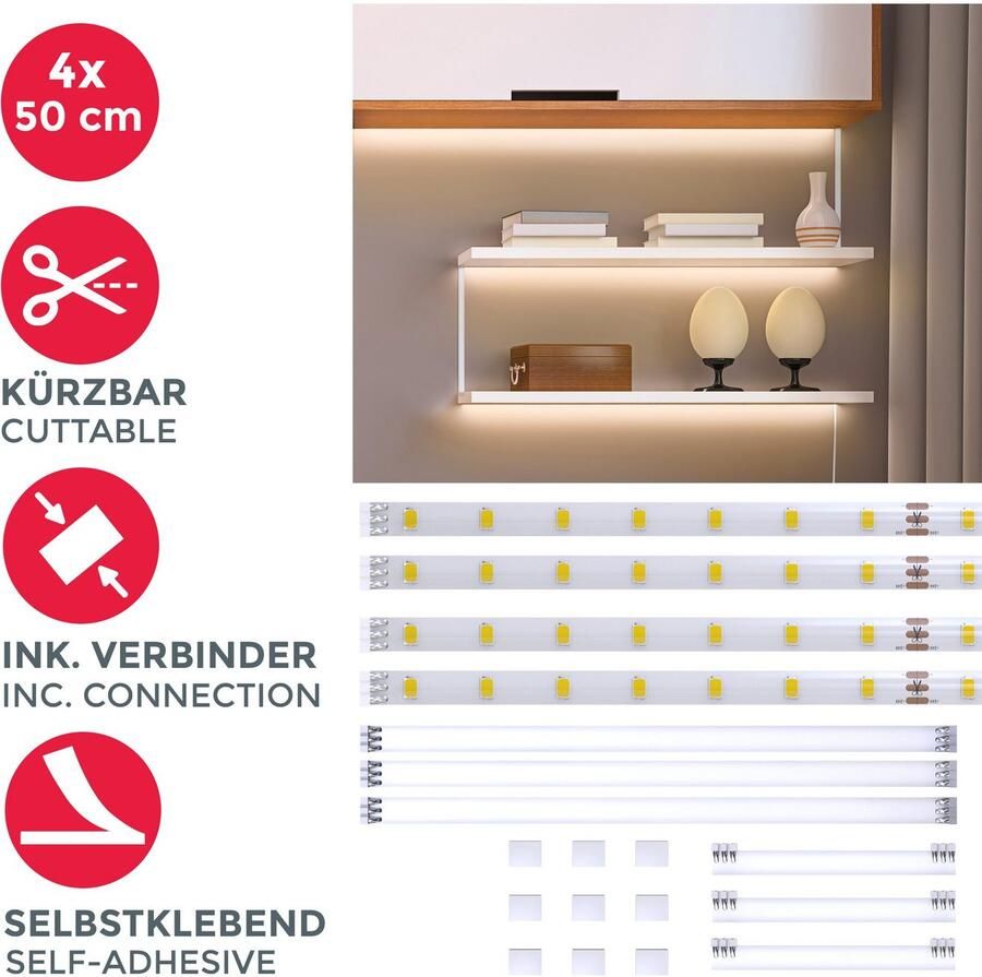 B.K.Licht Led-strepen Lacerta 2m led band set 4 strips onderbouwlamp inclusief connector - Foto 5