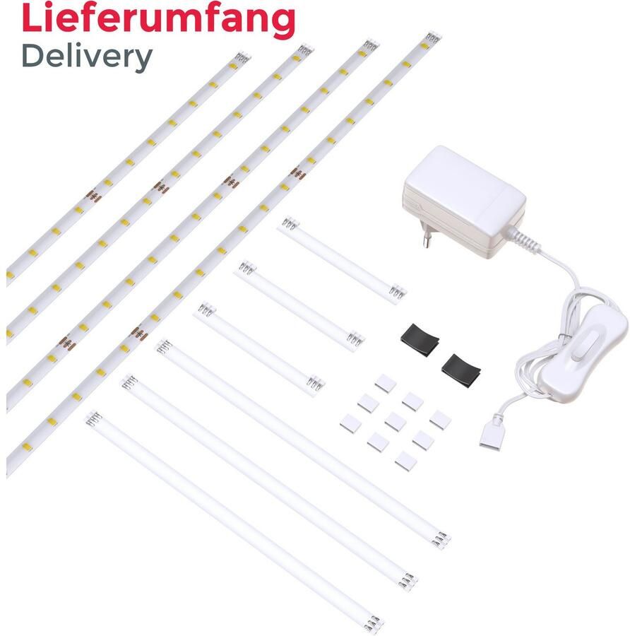 B.K.Licht Led-strepen Lacerta 2m led band set 4 strips onderbouwlamp inclusief connector - Foto 4