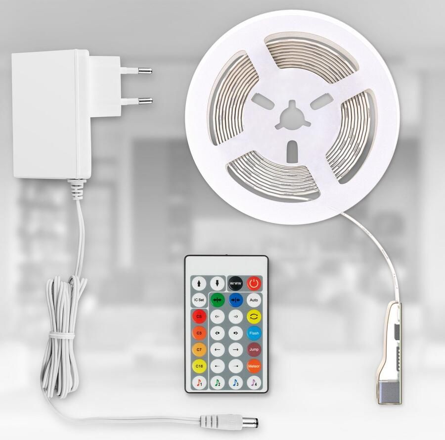 B.K.Licht Led-strip RGBIC LED strip 10 m met muzieksensor Lichtstrip band met kleurverandering met afstandsbediening zelfklevend (1 stuk) - Foto 8
