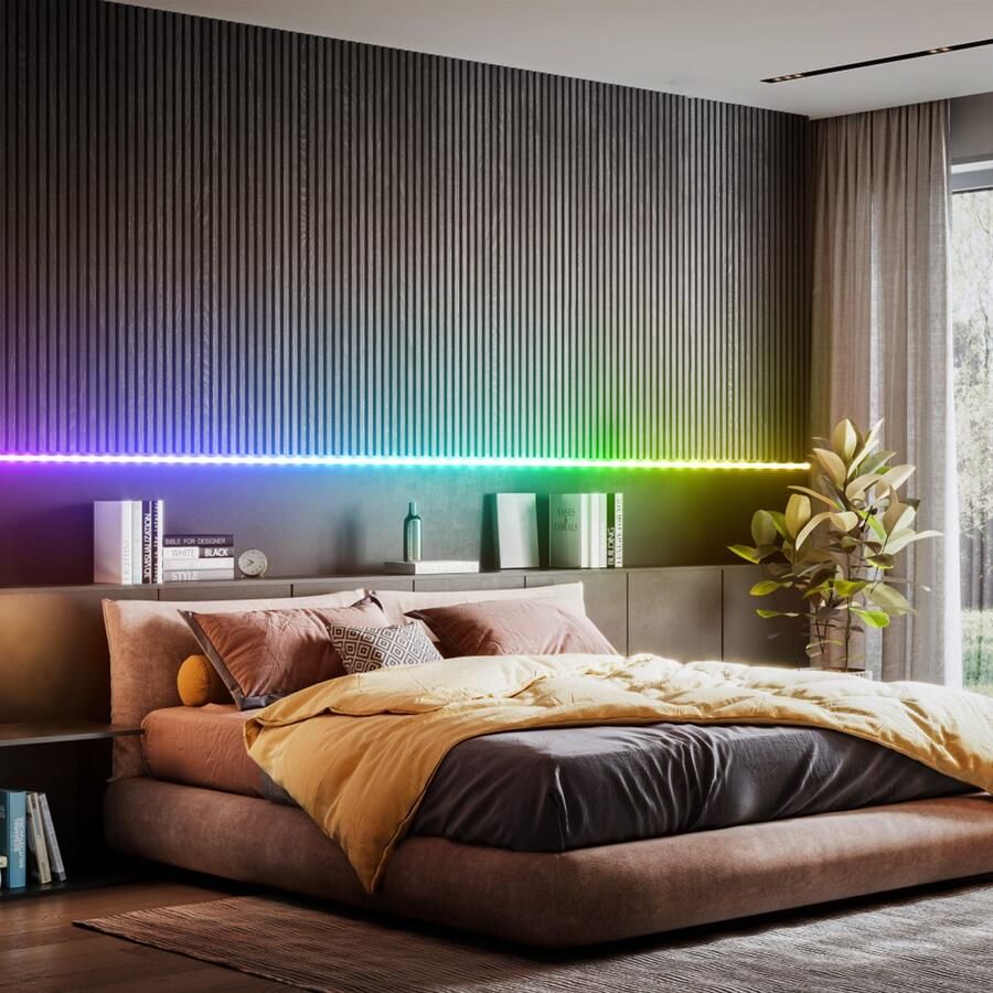 B.K.Licht Led-strip Wifi RGBIC LED strip 10 m met app-besturing Lichtstrip met muzieksensor slim LED band zelfklevend (1 stuk)