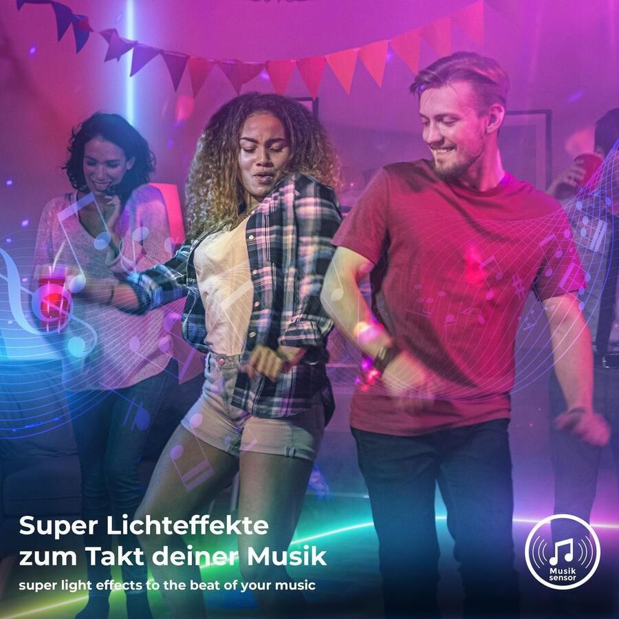 B.K.Licht Led-strip Wifi RGBIC LED strip 10 m met app-besturing Lichtstrip met muzieksensor slim LED band zelfklevend (1 stuk) - Foto 3