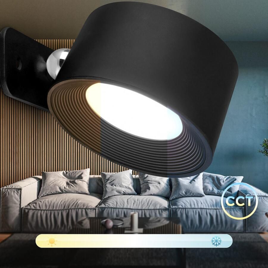 B.K.Licht Led-wandlamp BKL1597 Magnetische accu wandlamp 3-niveau dimmer met USB-C CCT-functie 150Lm 2W 14h brandduur 4 5 x 8 x 9 5 cm Zwart (1 stuk) - Foto 6