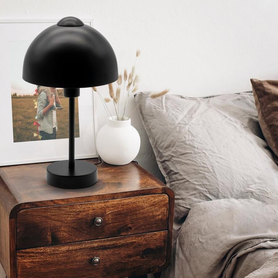 B.K.Licht Tafellamp BK_TL1529 Retro tafellamp E14 fitting mat zwart Nachttafellamp bedlamp kabelschakelaar zonder lamp (max. 25W) (1 stuk) - Foto 3