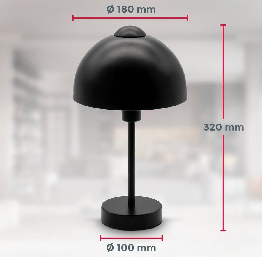 B.K.Licht Tafellamp BK_TL1529 Retro tafellamp E14 fitting mat zwart Nachttafellamp bedlamp kabelschakelaar zonder lamp (max. 25W) (1 stuk) - Foto 5