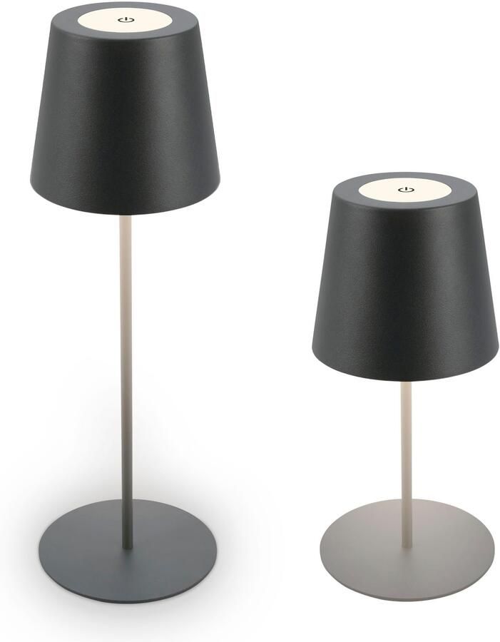 B.K.Licht Tafellamp voor buiten BK_TL1593 Accu LED tafellamp 3-niveau touchdimmer met USB 2.700 k 200 lm 2 5w ip44 12h brandduur 36 x 10 5 cm antraciet (1 stuk) - Foto 9