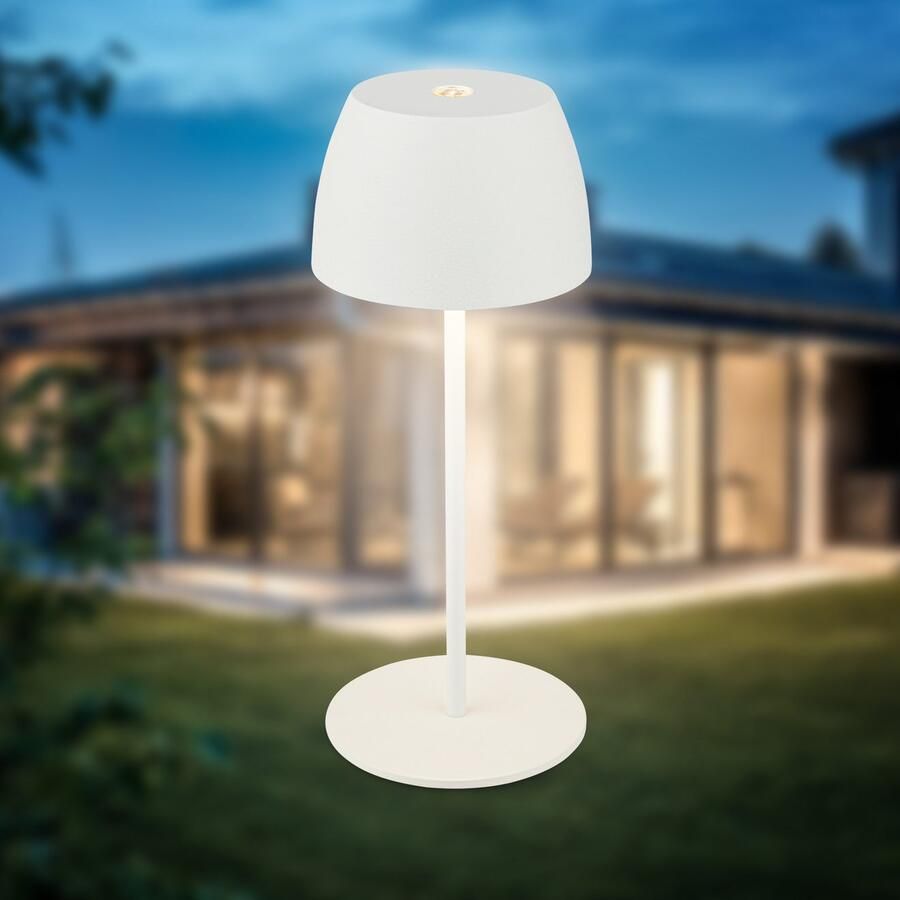 B.K.Licht Tafellamp voor buiten BK_TL1605 Mini Accu LED tafellamp touchdimmer met USB-C 2.700 k 150 lm 2 5w ip44 verwisselbare accu 4h-24h brandduur wit (1 stuk) - Foto 3