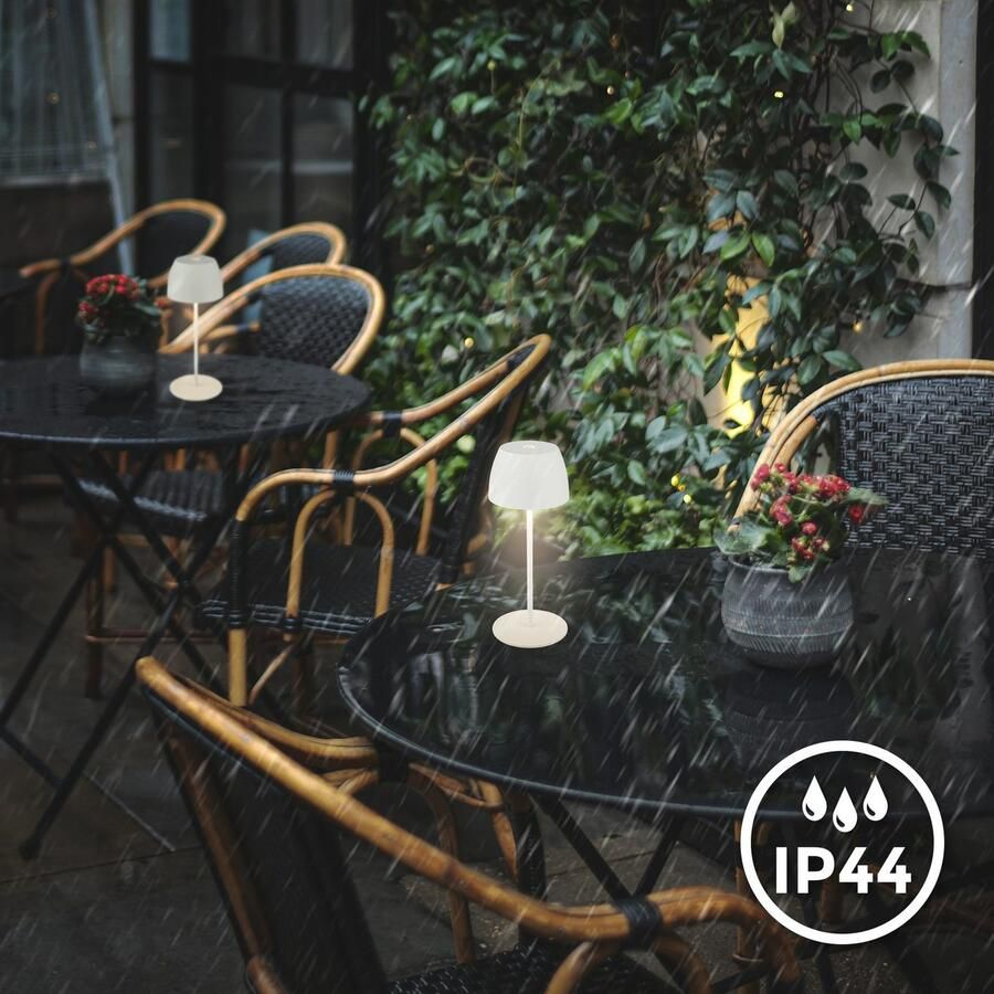 B.K.Licht Tafellamp voor buiten BK_TL1605 Mini Accu LED tafellamp touchdimmer met USB-C 2.700 k 150 lm 2 5w ip44 verwisselbare accu 4h-24h brandduur wit (1 stuk) - Foto 6