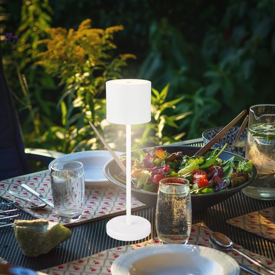 B.K.Licht Tafellamp voor buiten BK_TL1607 Accu tafellamp met oplaadstation 3-niveau touchdimmer IP44 (1 stuk)