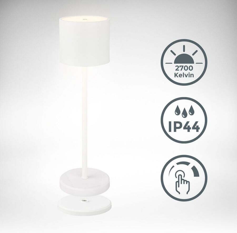 B.K.Licht Tafellamp voor buiten BK_TL1607 Accu tafellamp met oplaadstation 3-niveau touchdimmer IP44 (1 stuk) - Foto 9