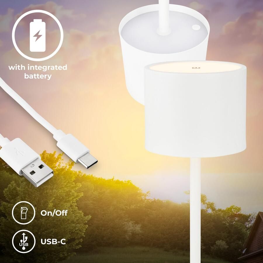 B.K.Licht Tafellamp voor buiten BK_TL1607 Accu tafellamp met oplaadstation 3-niveau touchdimmer IP44 (1 stuk) - Foto 4