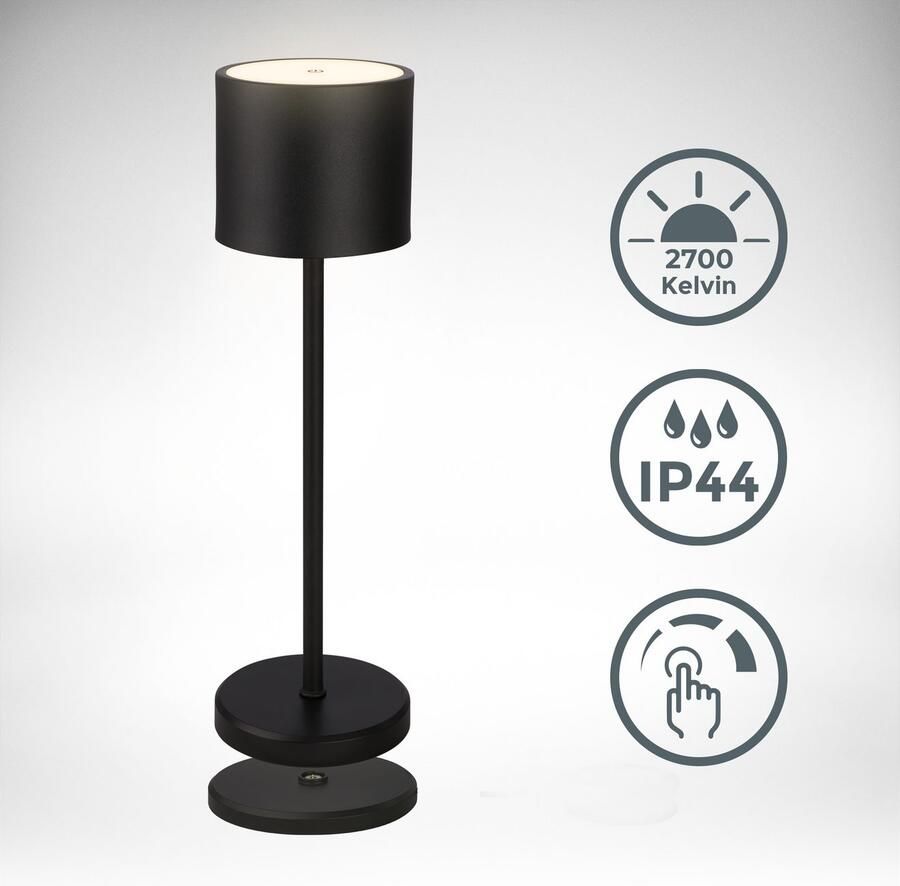 B.K.Licht Tafellamp voor buiten BK_TL1608 Accu tafellamp met oplaadstation 3-niveau touchdimmer IP44 (1 stuk) - Foto 8