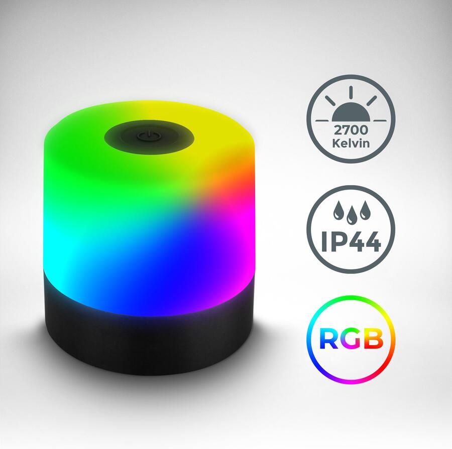 B.K.Licht Tafellamp voor buiten BKL1590 Draadloze RGB tafellamp 4-niveau dimmer met USB - Foto 8