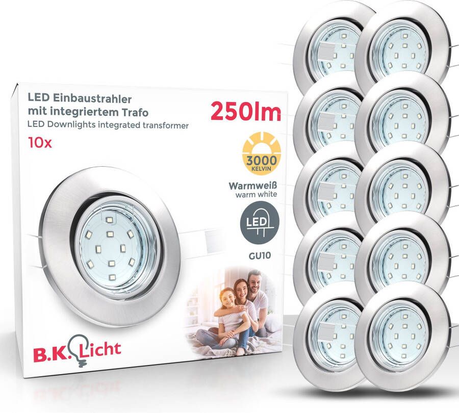 B.K.Licht LED inbouwspot LED inbouwlampen draaibaar wit incl. 3W 250lm GU10 plafondspot - Foto 9