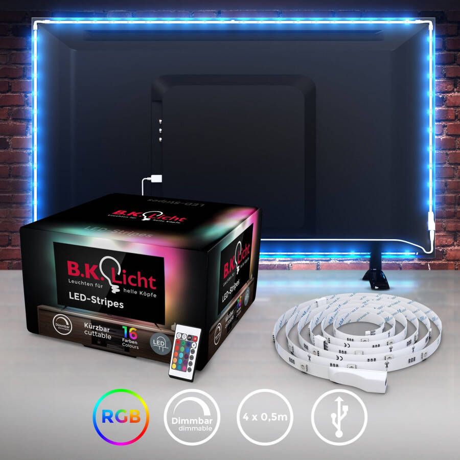 B.K.Licht Led-strepen LED TV-achtergrondverlichting backlight 2m USB RGB zelfklevend - Foto 9