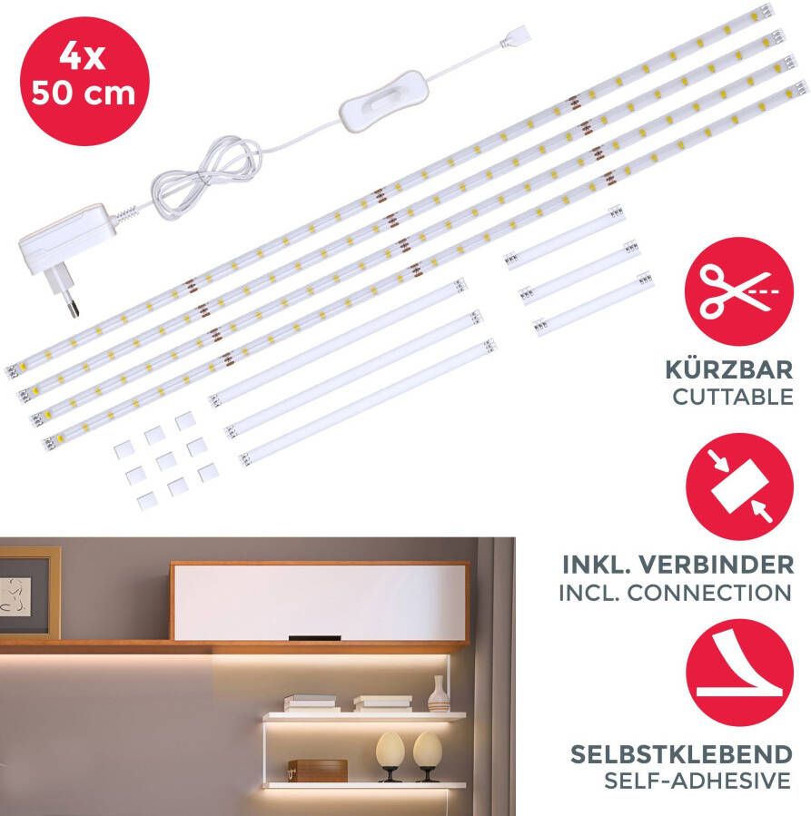 B.K.Licht Led-strepen Lacerta 2m led band set 4 strips onderbouwlamp inclusief connector - Foto 8