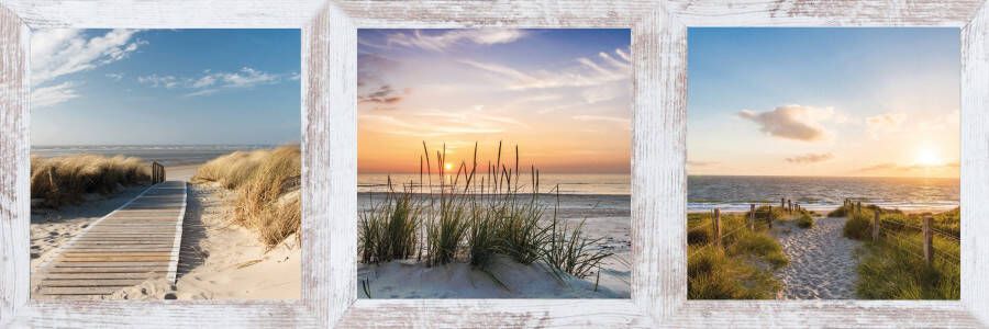 Bönninghoff Artprint met lijst Strand zandkleur zon set van 3 (1 stuk)