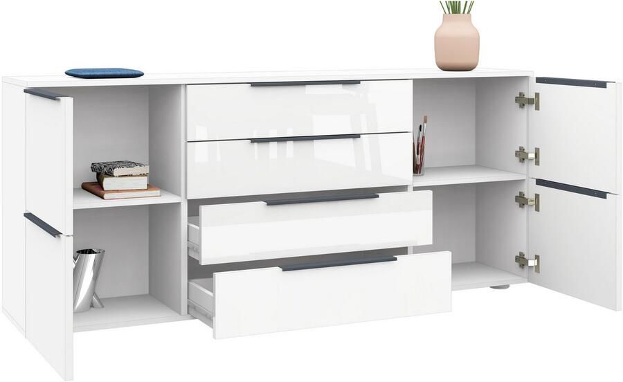 Borchardt Möbel Dressoir Tom Breedte 166 cm verstelbare legplanken gelakte alu-profielgrepen - Foto 2