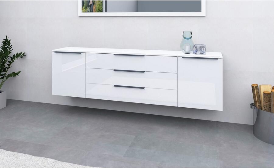 Borchardt Möbel Kast Tom Aluminium grepen in grafietgrijs mat in hoogte verstelbare legplanken